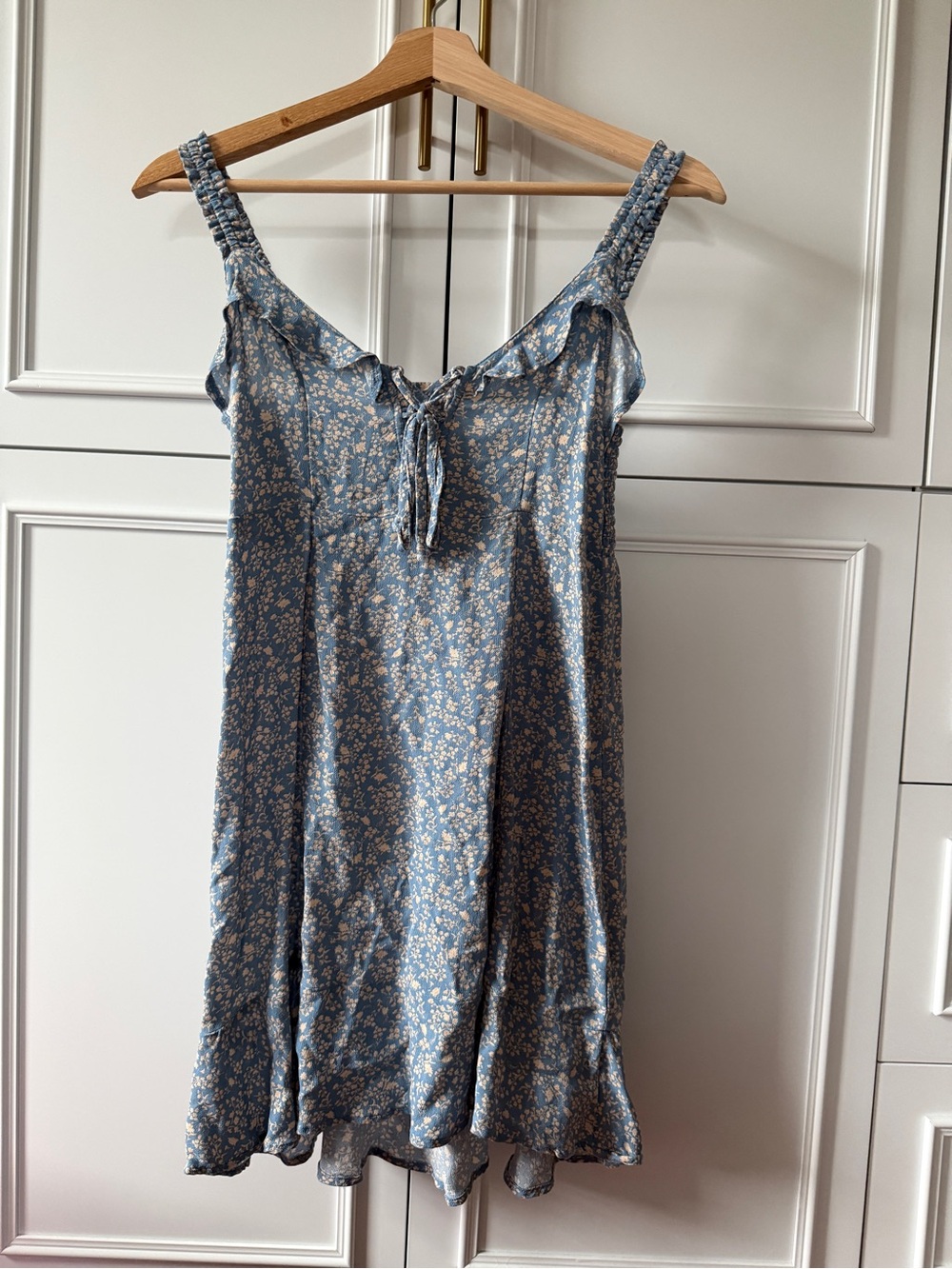 American Eagle Outfitters Light Blue Floral Smocked Mini Dress
